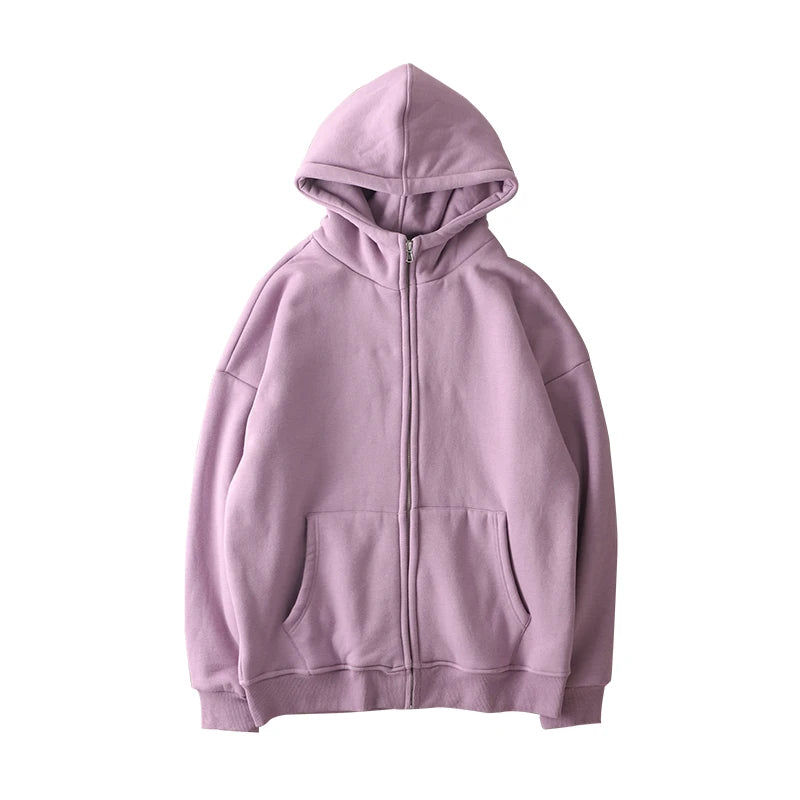 Dukeen Winter Hoodies for Men with Fleece Thicken Warm Zip-Up Hooded Shirt Casual Solid Color Woman Clothing White Black Coat