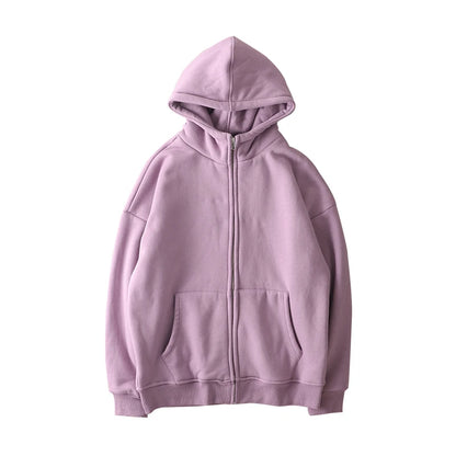Dukeen Winter Hoodies for Men with Fleece Thicken Warm Zip-Up Hooded Shirt Casual Solid Color Woman Clothing White Black Coat