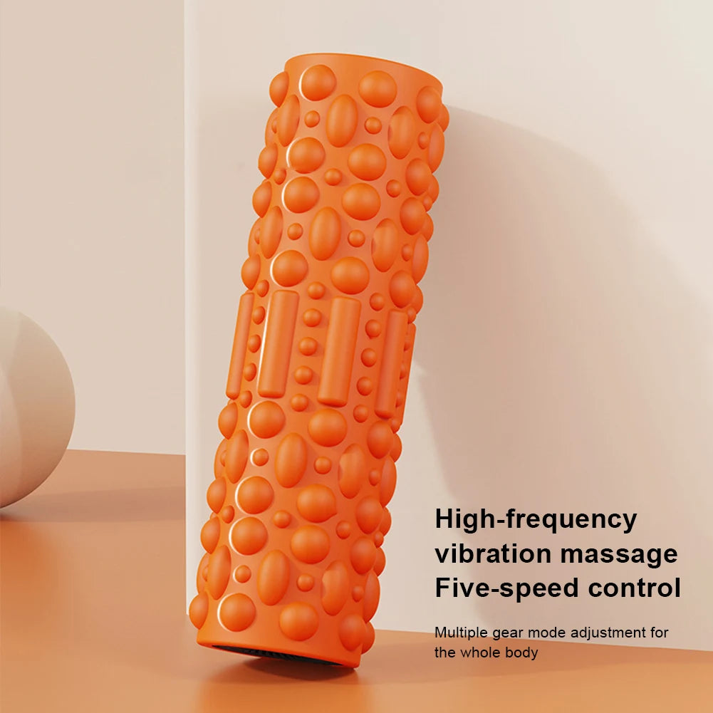 Electric Vibrating Foam Roller Massage Column Rechargeable Muscle Roller 5 Modes Tissue Massager for Bodybuilding