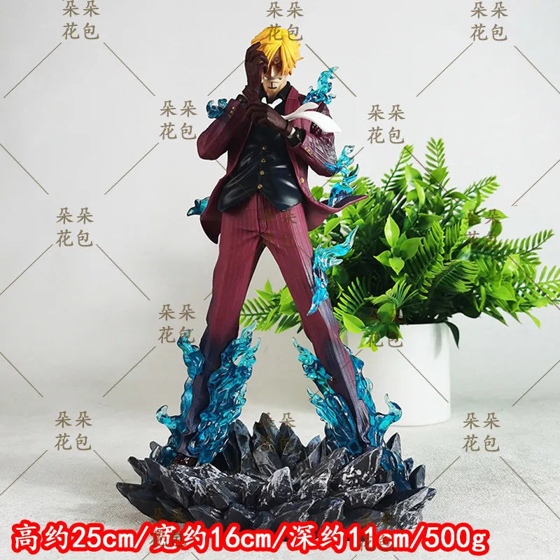 One Piece Sanji Anime Figure Gk Statue Hand Made Cartoon Surrounding Desktop Office Ornament Birthday Gift 25cm Anime Model