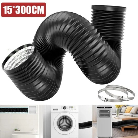 Aluminum foil exhaust hose, 3 meters extendable, 100mm diameter, universally compatible with multiple devices. Accessories for portable air conditioners/dryers/range hoods/exhaust fans. A practical home gift.