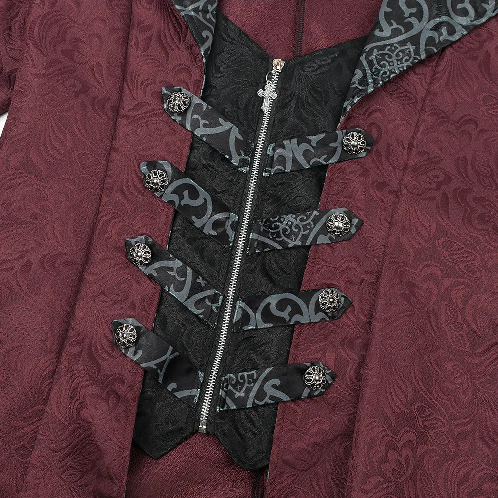 Men's Gothic Steampunk Long Coat Vintage Vampire Victorian Medieval Cosplay Costume High Collar Trench Coat Halloween Party Dres