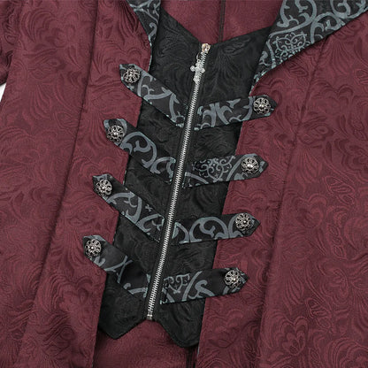 Men's Gothic Steampunk Long Coat Vintage Vampire Victorian Medieval Cosplay Costume High Collar Trench Coat Halloween Party Dres