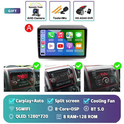 Android 15 For Fiat Ducato Peugeot Boxer Citroen Jumper 2006-2022 2K QLED Android Car Radio Multimedia stereo Player GPS CarPlay