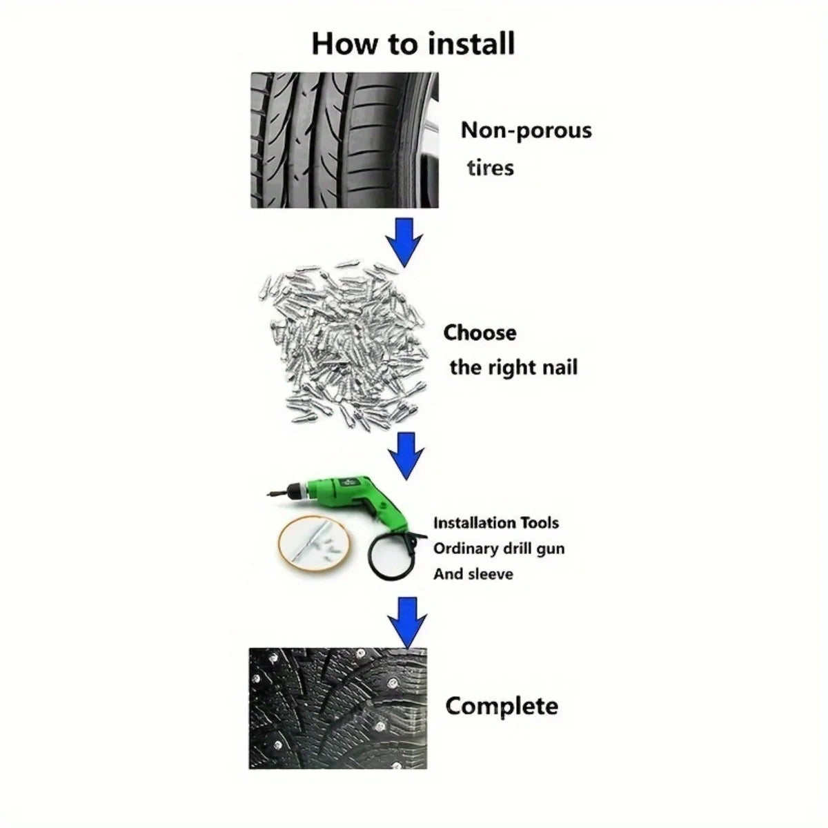 4*12/4*9mm non-slip skid nails Non-slip wheel tires 100PCs for cars motorcycles bicycles cars winter emergency