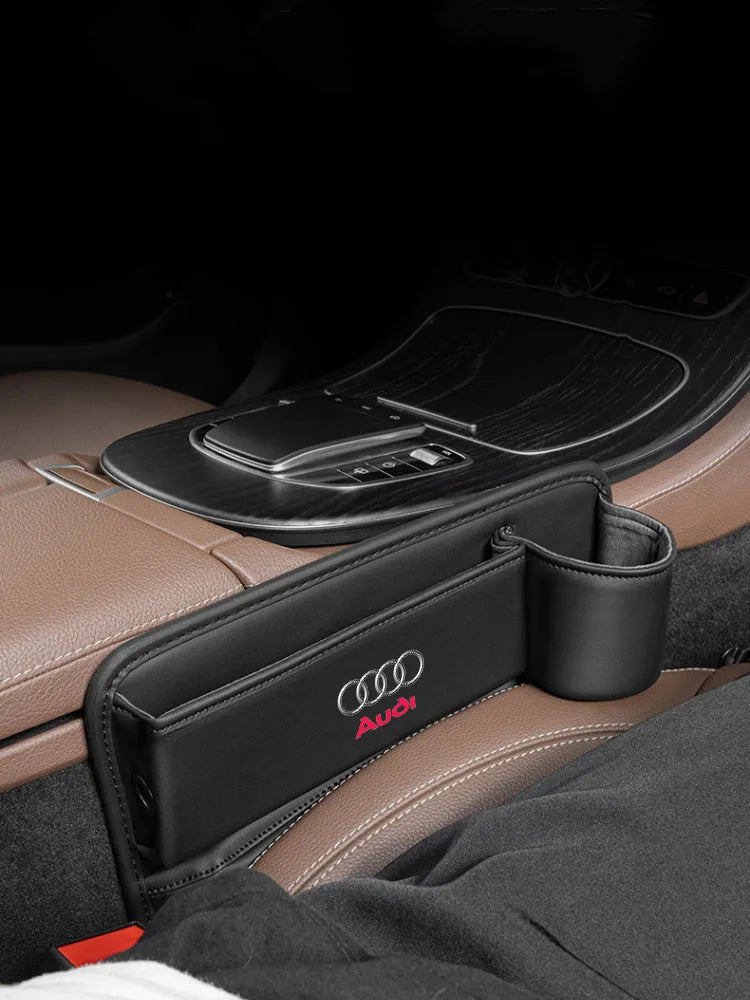 For Audi A3 A4 A5 A6 A7 A8 Q3 Q5 Q7 Q8 RS4 RS5 S3 S4 S5 TT Car Seat Crevice Storage Box Seat Gap Slot With Cup Holder Organizer