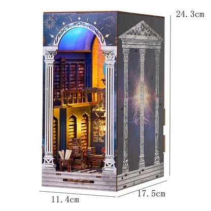 DIY Book Nook Kit Bookend Kit Wooden Doll House Bookshelf Insert Decor With Warm Light 3D Puzzle Assembly Building Model Gifts