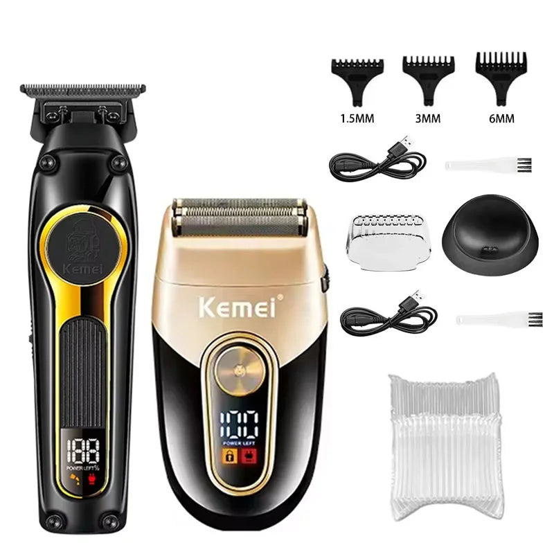 Kemei Rechargeable Hair Clippers kit Professional DLC Blade Electric Trimmer Men Barber Cordless Shaver KM-2242 KM-2351 KM-3209