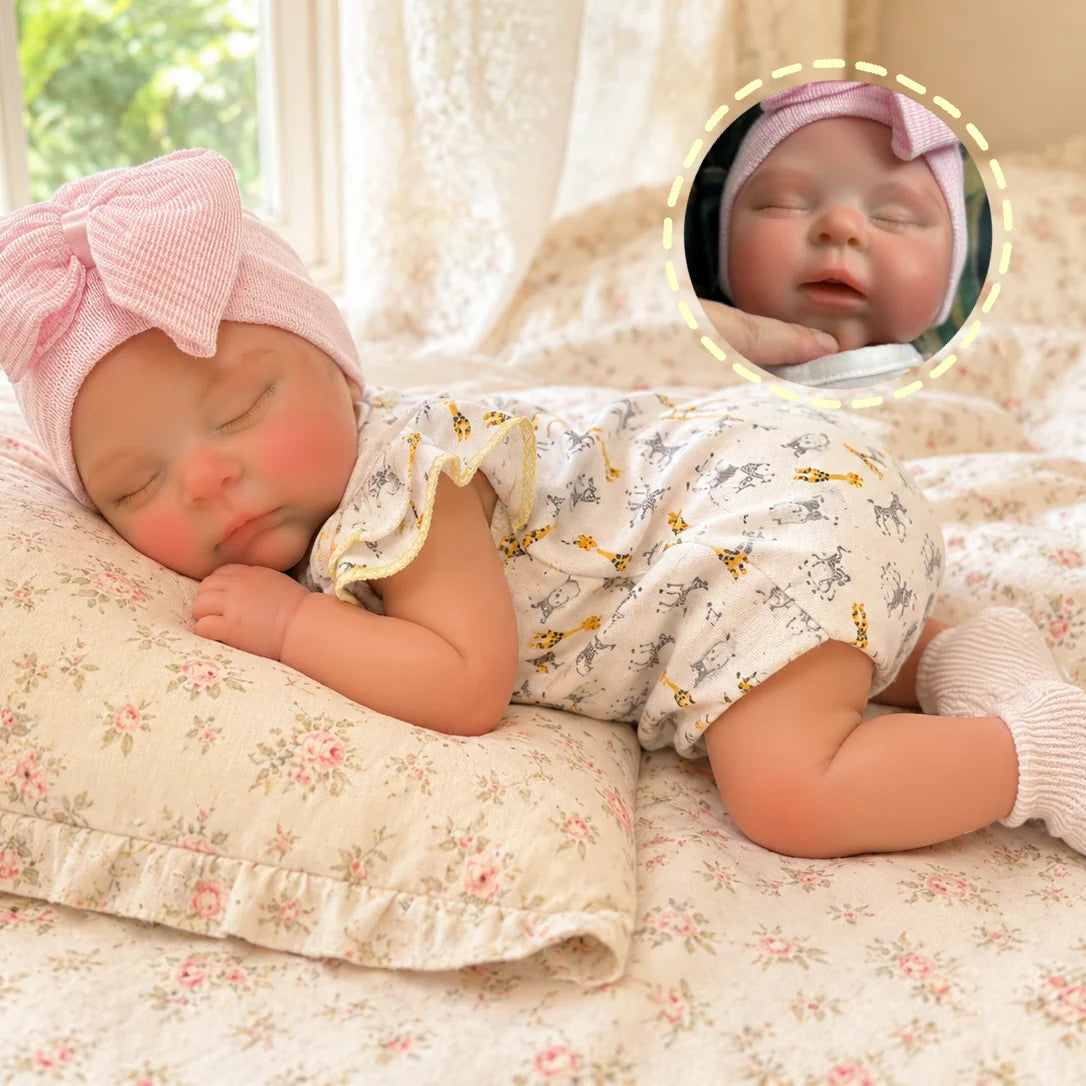 Close Eyes Peaches 45cm Washable bebe reborn de silicona Girl Dolls With Open Mouth  Painted Skin & Unpainted Newborn Girl Doll