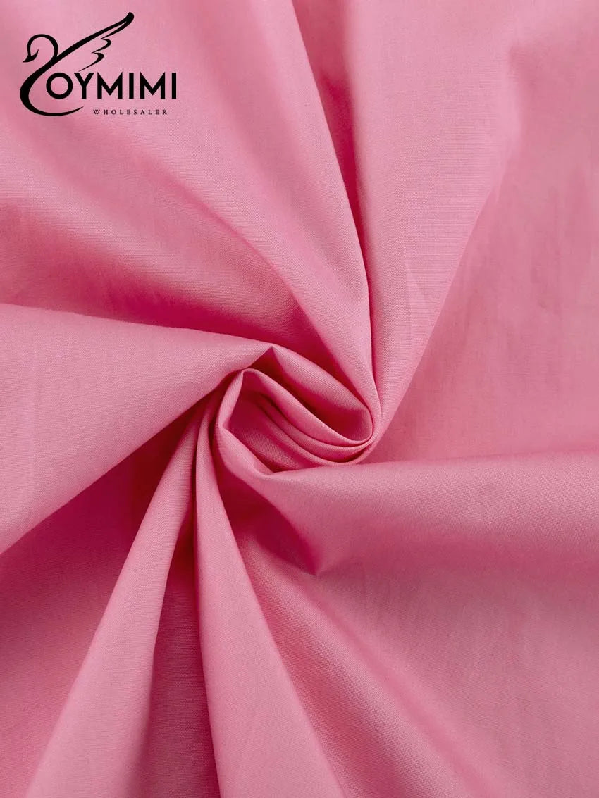 Oymimi Fashion Pink Cotton Women's Dress Elegant Spaghetti Strap Open Back Solid Dresses Casual High Waist Ankle-Length Dresses