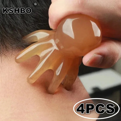 4PCS Resin Octopus Scalp Massage Brush Meridian Scraping Acupuncture Gua Sha Fatigue Relief Relaxation Tool for SPA