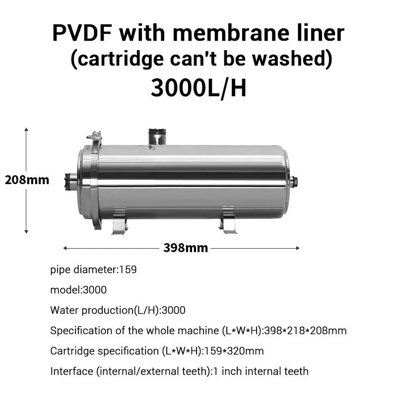 Commercial Ultrafiltration Water Purifier Stainless Steel 8000L Water Filters System 0.01μm Membrane Kitchen Water Purifiers