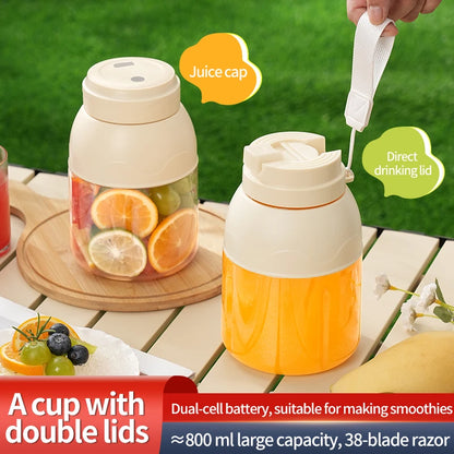 Electric milkshake machine, juicer, portable juicing bucket, multifunctional crushed ice, 800ml rechargeable juicing cup