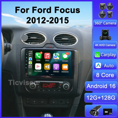 For ford focus 2 Mk2 2004-2008 2009 2010 2011 Android Auto GPS 2din autoradio GPS 2din DVR Android 16 Car Radio 4G+WIFI Carplay