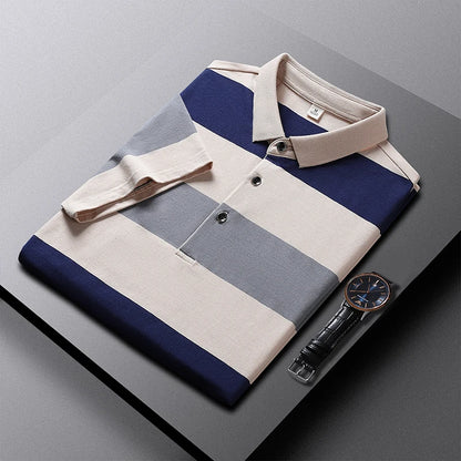 New Summer Men Classic Striped Polo Mens Cotton Short-Sleeved Fashion Business Casual Hot Polo Shirt Male Dropshipping LZLLTT