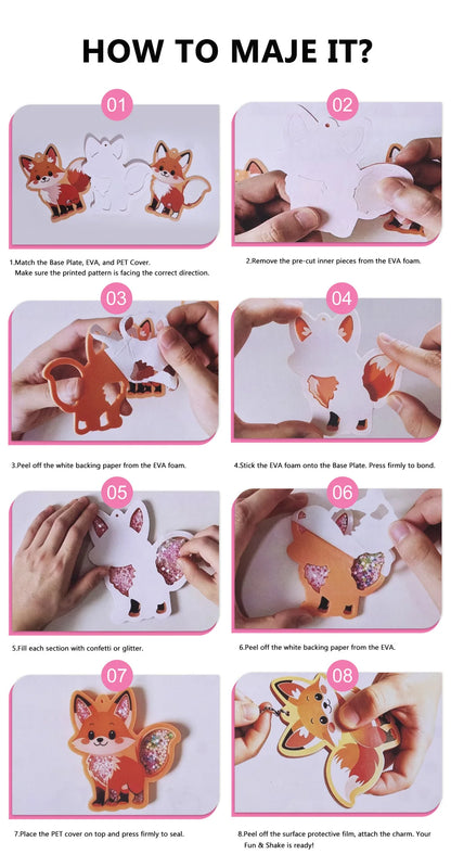 Children DIY Princess Shaker Charm Animal Ocean World Keychain Pendant Educational Toy Set for Kids Creative Play