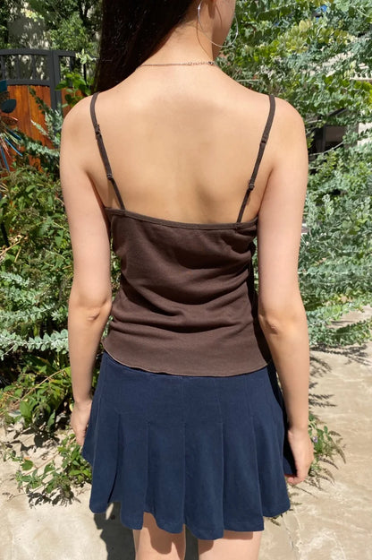 Brandy Melville Pure Cotton Three-Button Base Layer Vest Sweet Style V-Neck Sleeveless Tank Top for Women Spring Summer