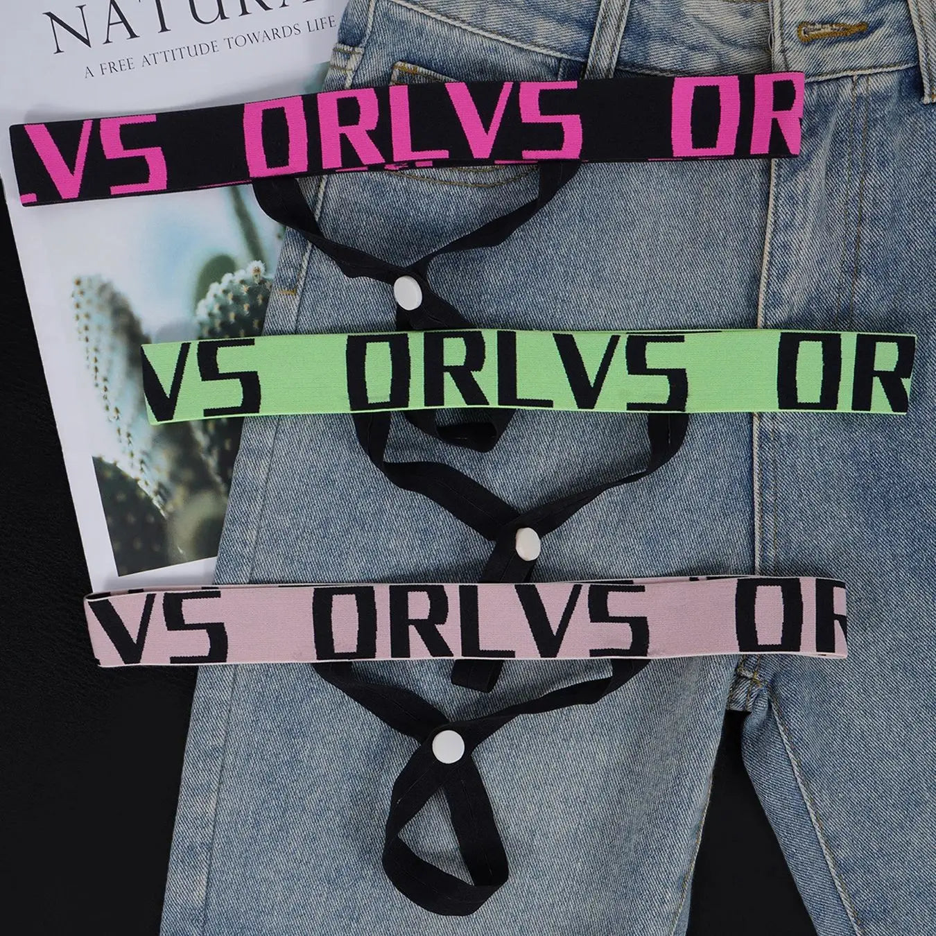 3 PCS Men's ORLVS Letter Waistband Sexy Jockstraps Multicolor Removable Snap Crotch Underwear