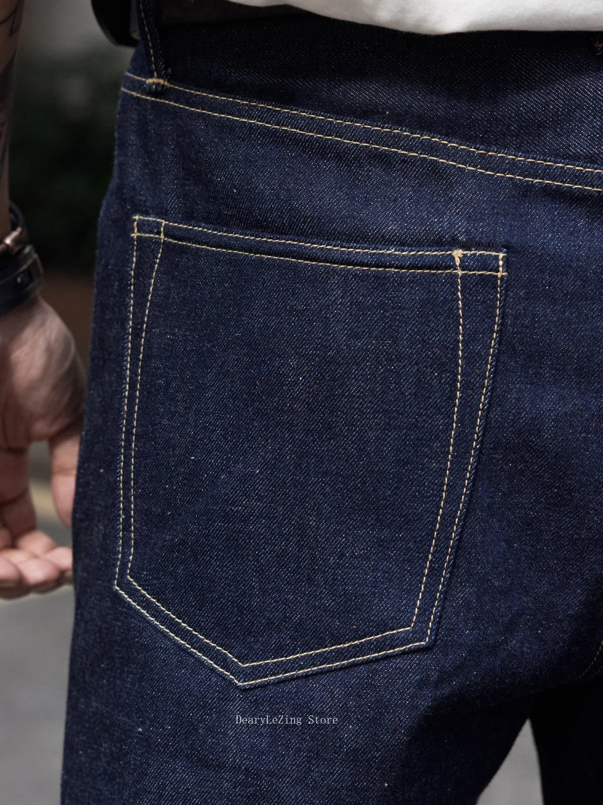 Red Tornado Men's Vintage Selvedge Denim Jeans 12oz High-Waist Straight Leg WWII Cut Oxidized Fabric Zipper Fly Loose Fit