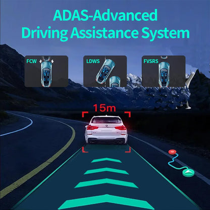 10.26 inch Car GPS Navigation 4G Android 12 ADAS Dash Camera Recorder 4G+64GB ROM WiFi ADAS BT Dual Lens Night Version