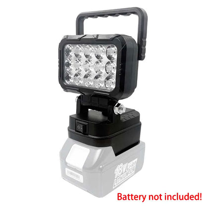 Power Tool Parts for Makita for Milwaukee for Dewalt 18V Lithium Battery LED Work Lights Lamp Hand Lantern Spotlight USB Charger