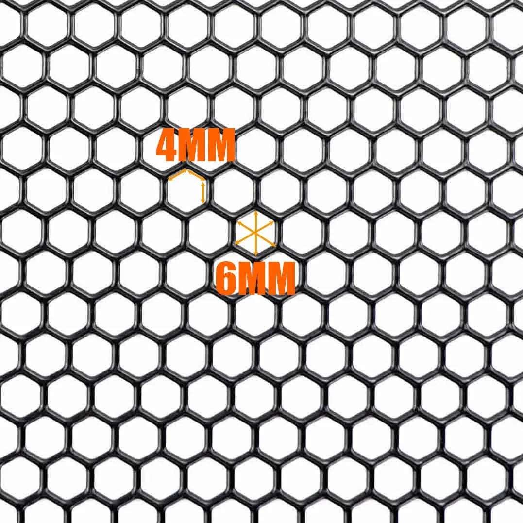 【100cmx33cm】 Aluminum Grille Mesh Grill Cover Car Bumper Fender Hood Vent Grille Net Grid Ventilation Grille 6mm Hole Hexagon