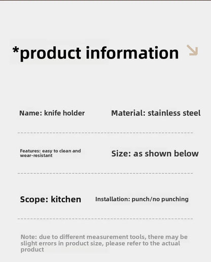 Stainless Steel Kitchen Knife Holder Wall Mounted No Drilling Multi-Function Chopsticks And Kitchen Knife Storage Rack
