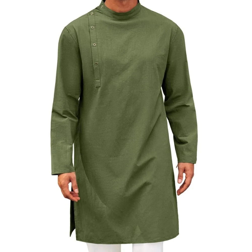 Mens Arab Long Shirt Traditional Muslim Thobe Kaftan Casual Wear Muslim Fashion