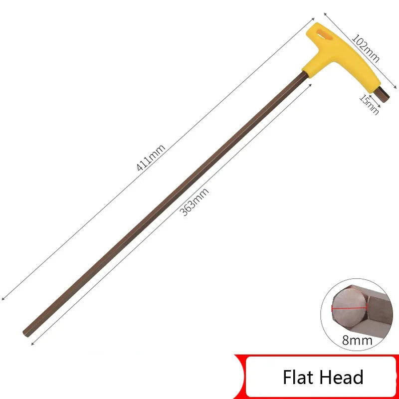 400mm Length 3-10mm Hex Key Wrench  T-Handle Spanner Flat/Ball Head Socket Screwdriver Allen Hex Wrench Hand Tool Extra Long Arm