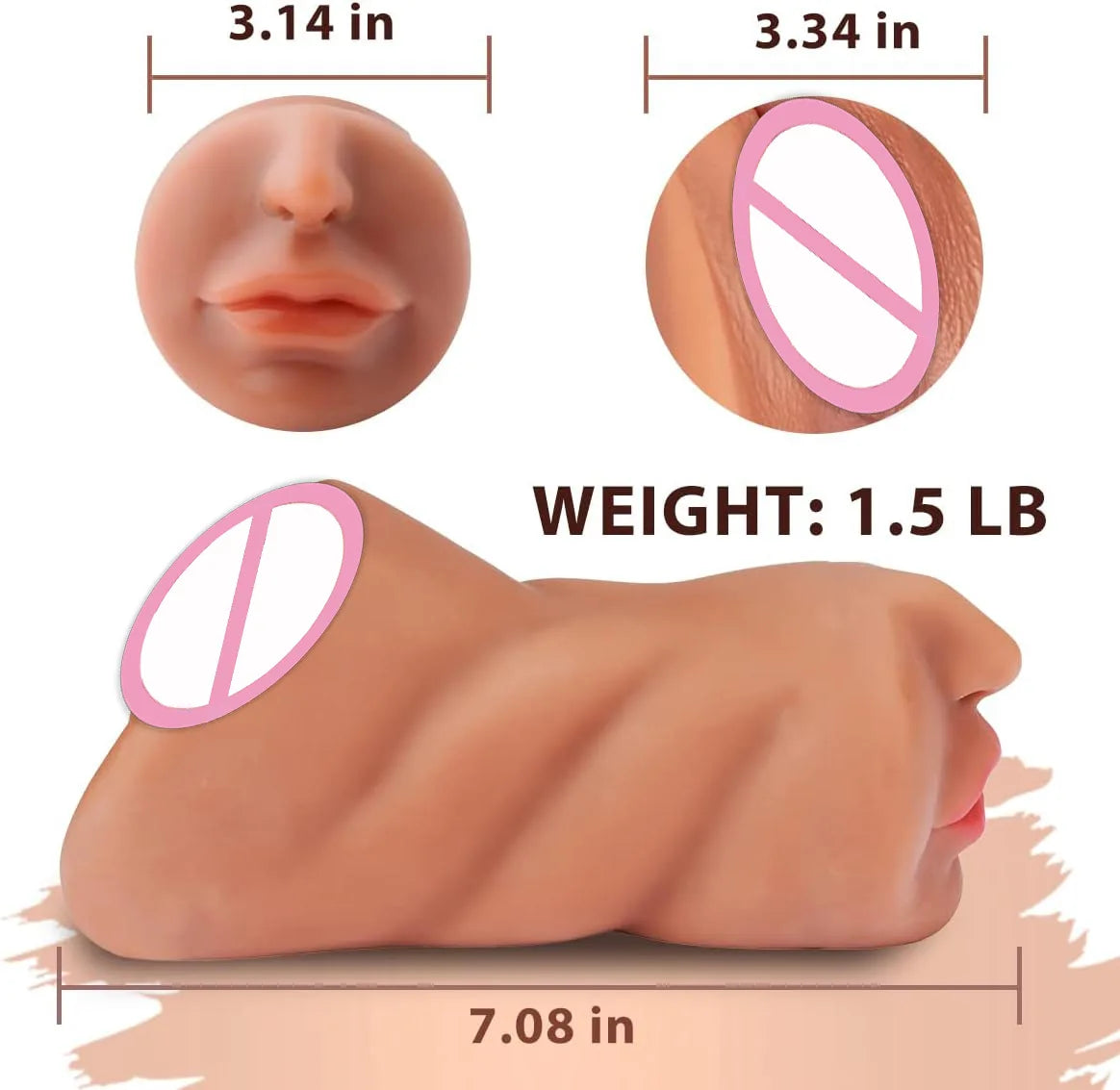 3D Flesh The Light Male Masturbation Artificial Vagina Ass Mouth Silicone 3 In 1 Adult Sex Toy Sex Doll For Man Pocket Pussy Ass