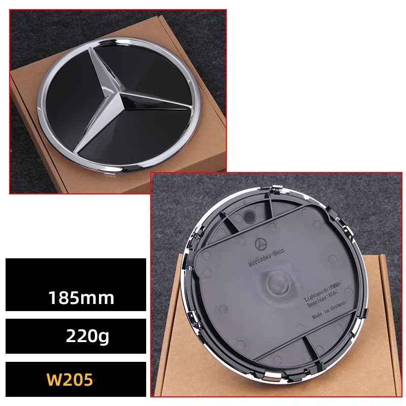 Car Front Grille Emblem Star Badge  Logo Chrome black Silver 3D Mirror Mercedes Benz Amg W205 W204 W253 W213 W206 W166 gle glc