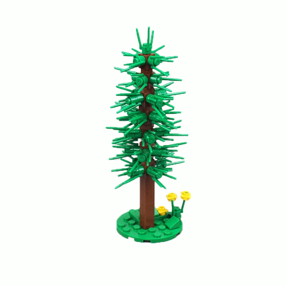 MOC Plant & Tree Parts: Green Grass, Pine Trees, Leaf Flowers & City Building Bricks Accessories - Assemble Blocks Kit