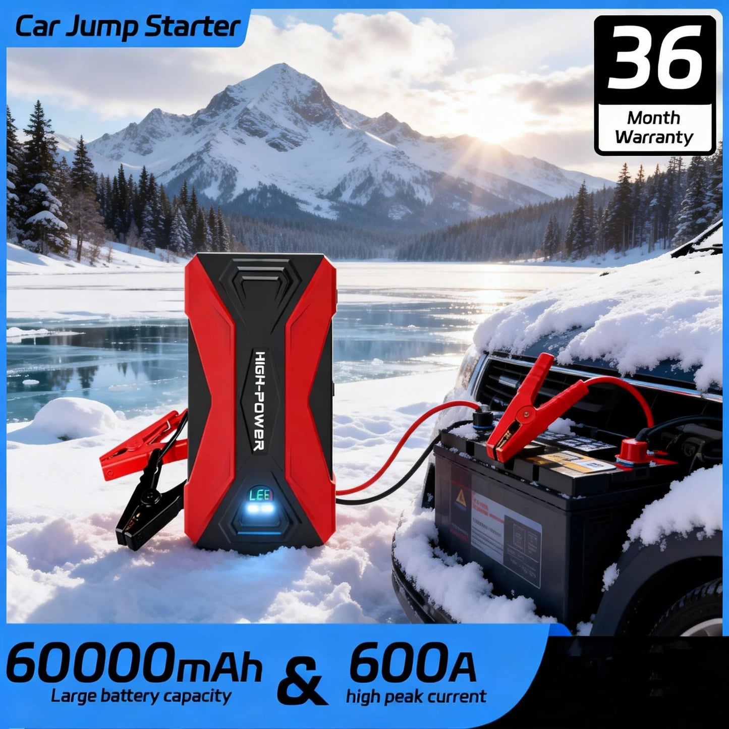 3000A Peak 29800mAh 12V Car Jump Starter Portable Power Bank with Smart Charger Auto Battery Booster for All Gas Diesel Vehicl.