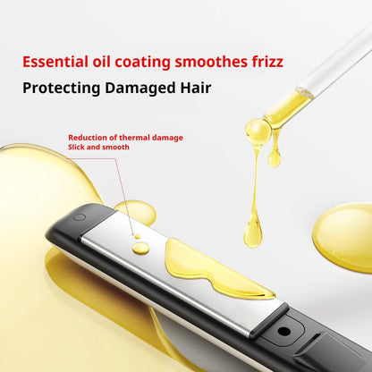 Flat Iron Hair Straightener–Travel 2-in-1 Straightener and Curler, Professional Negative Ion Ceramic Plate for Less Frizz