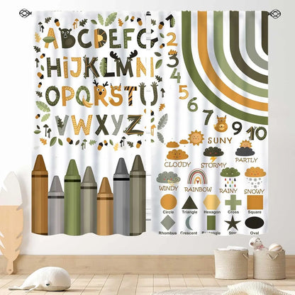ABC Alphabet Classroom Curtains,Kids Cartoon Animal Educational Learning Cute Colorful Back to School Decorations Window Drapery