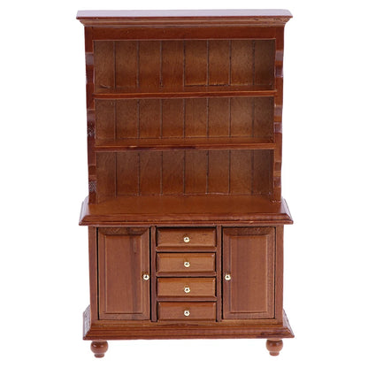 1PC Vintage Miniature Furniture 1:12 Dollhouse Wood Table Multifunction Cabinet Bookcase Model Toy Cupboard Dolls Accessories