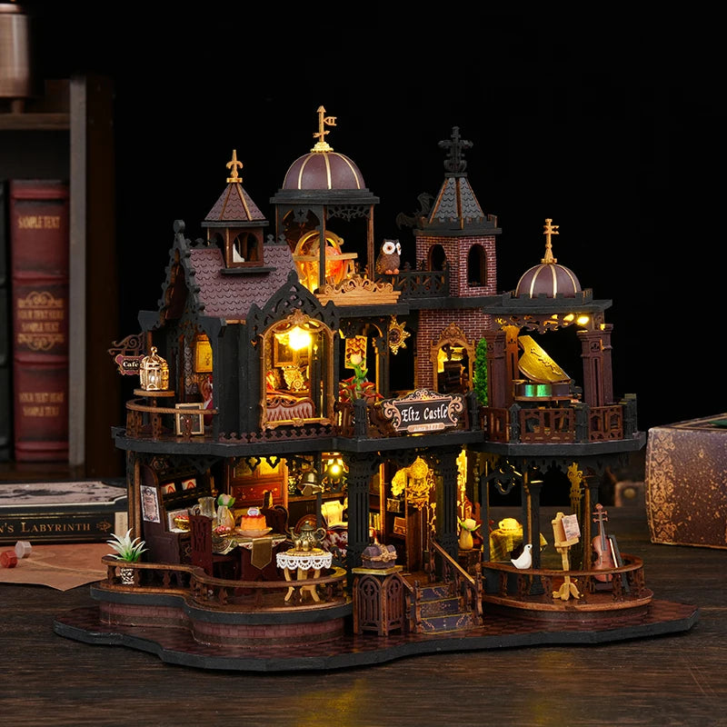 DIY Wooden Miniature Building Kits 3D Puzzles Castle Casa Doll Houses With Furniture Lights Dollhouses For Friends Birthday Gift