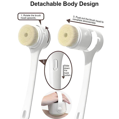 2025 NEW Electric Shower Body Cleaning Brush 5 Heads Spinning Spa Bath Brush Waterproof Long Handle Personal Back Rubbing 3 Gear