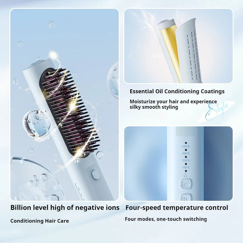 Interchangeable Hair Straightener Comb with Cold Air Styling and Negative Ions Multifunctional Styling Tool Set for Women