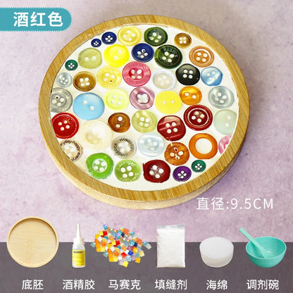 Handmade DIY Mosaic Cup Mat Bottom Bamboo Pad Heart Square Coaster Parent-Child Early Education Free Creation Handicraft Toys