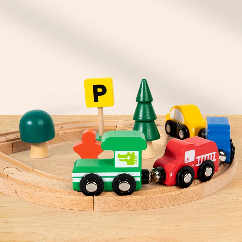 Children's wooden track train, educational building blocks, baby cognitive toys, table games