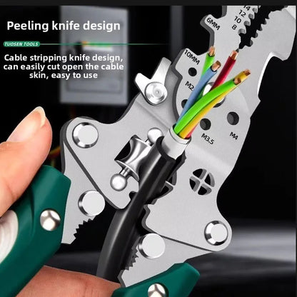 ZK Pliers Multi Functional Folding Electrician Wire Stripping And Cutting Pliers Wire Splitting And Crimping Pliers Wiring Plier