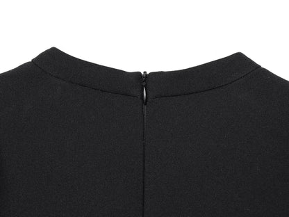 ZARK Fashionable round Neck Bubble Sleeve Short Dress Polyester High Waist Skirt for Women City Commuting Casual Wear Zipper ...