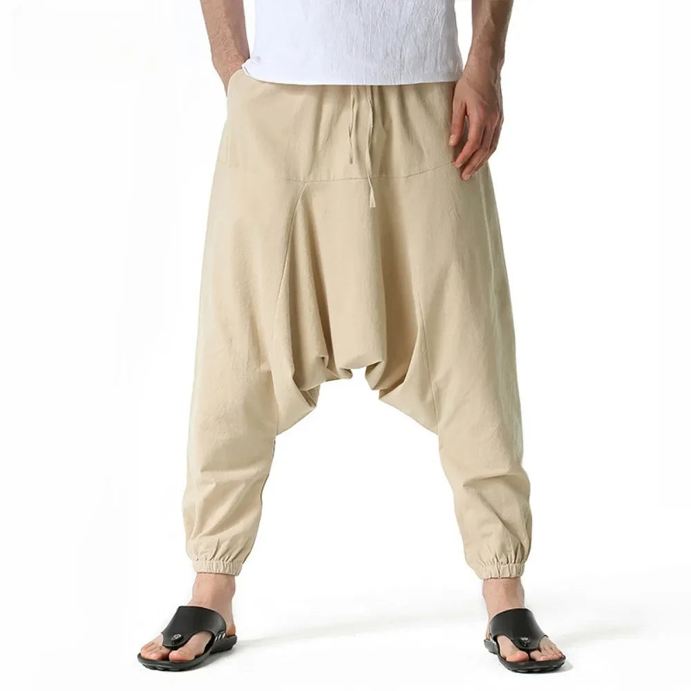 New Men Harem Pants Sweatwear Baggy Casual Yoga Loose Cotton Sport Jogging Pants Cross Pants for Men Japanese Streetwear