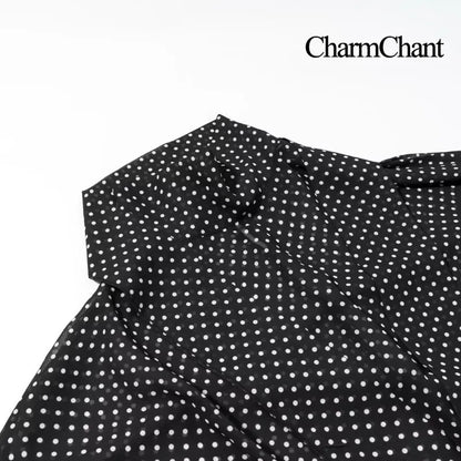 CharmChant Women's Polka Dot Sheer Chiffon Oversized Shirt & Maxi Skirt 2 Piece Set Spring 2026 Retro Elegant Chic Party Outfits