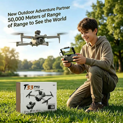 New T33 RC drone 8K professional high-definition camera 4.5-inch large screen folding four-axis aircraft 360 obstacle avoidance