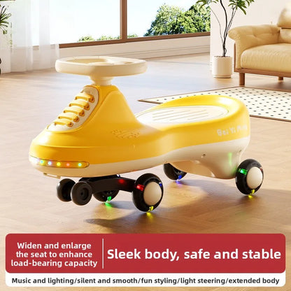 Kids Wobble Car 2 6 Year Olds Anti Tip Quiet Wheels Lights Music Unisex Gift Children's Wiggle Car Anti-rollover