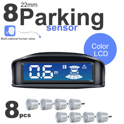 Auto Parktronic 8-Sensor Parking Radar Backlight LCD Monitor Universal Reverse Detection System For Cars