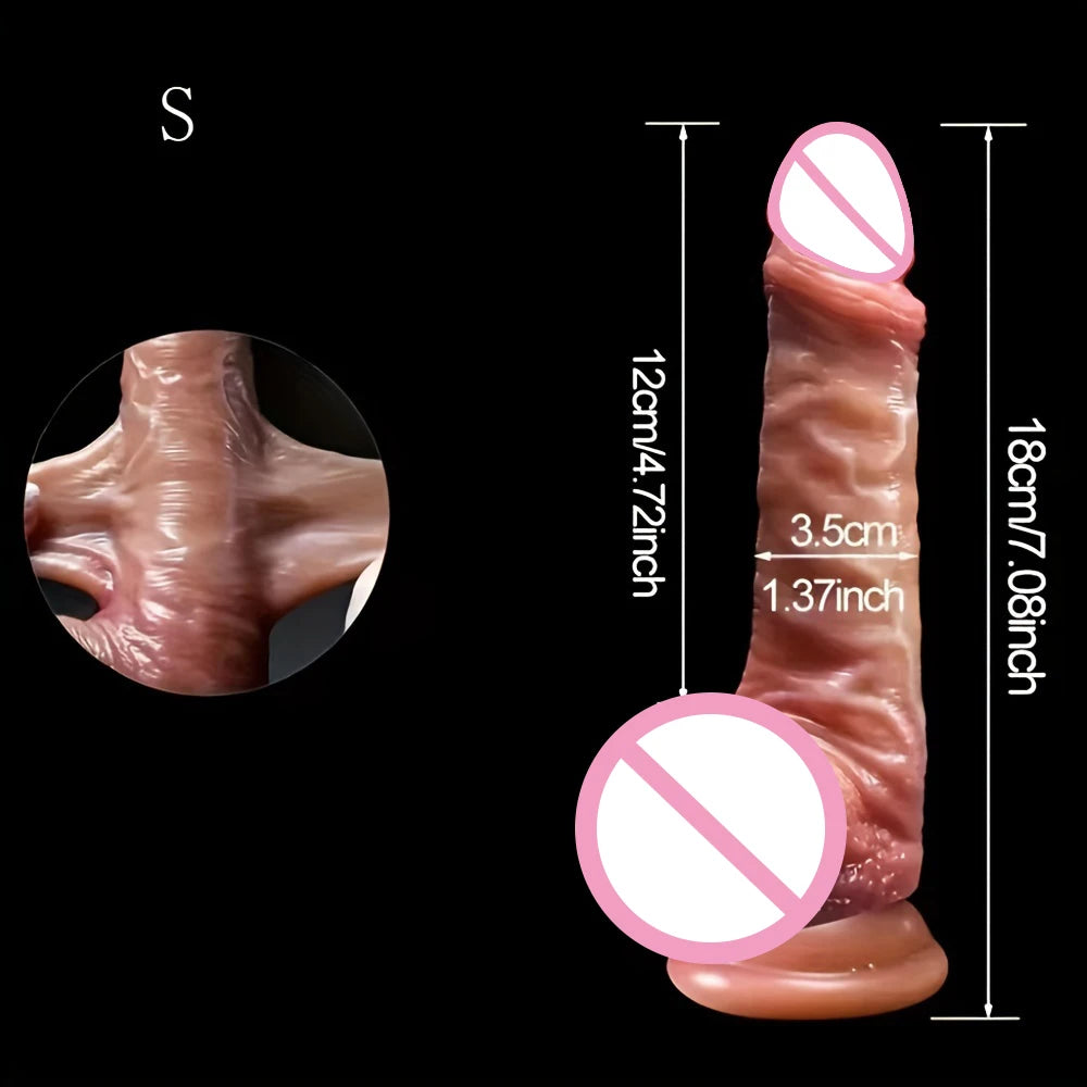 Skin Sliding Foreskin Dildo with Real Testicles strapon Realistic Dildos for Women Men Lesbian Anal Dick Adult Sex Toys Penis 18