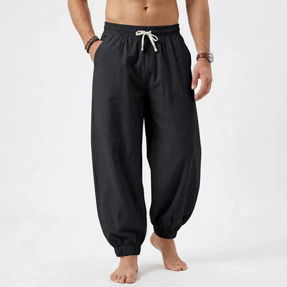 Men Summer Linen Jogger Pants Plus Size, Loose Beach Casual Trousers For TK EU US
